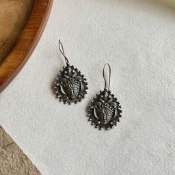 NAMAN ARTS Silver-Plated Contemporary Shaped Drop Earrings-38