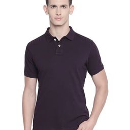 Basics Men Solid Polo Collar Cotton T-shirt-image-49