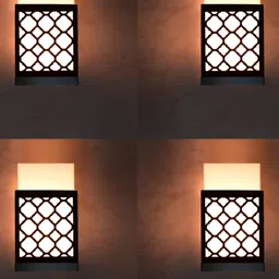 Gojeeva Black & White 4 Pieces Textured Contemporary Wooden Rectangle Shaped Wall Lamp-image-7