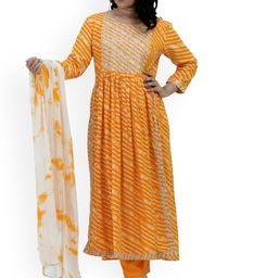Silselah Embroidered Gotta Patti Round Neck Pure Cotton Kurta with Trousers & Dupatta-image-9