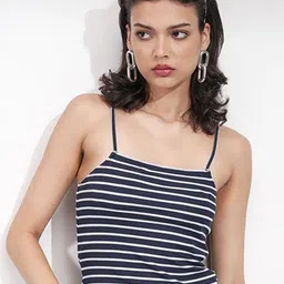 Tokyo Talkies Women Horizontal Stripes Striped Fitted Regular Top-image-36