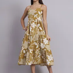 DHAKRE FASHION Women Floral Print Layered Empire Midi Dress-image-65