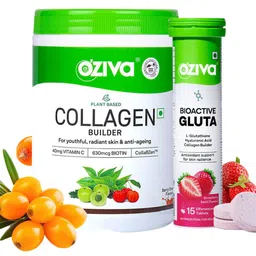 OZiva Collagen Builder 200 g - Berry Orange Flavor & Bioactive Gluta Fizzy - 15 N Tablets-97