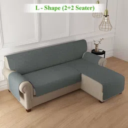 HOKIPO Grey L Shape 4 Seater Reversible Sofa Cover Mat-image-85