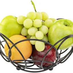 Round Wire Fruit Basket Black Countertop Fruit Vegetable Basket Decorative Fruit Bowl Centerpiece Display Stand Planter for Kitchen Living Room Bedroom Office Dining Table Iron Fruit & Vegetable Basket-image-69