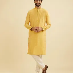 Manyavar Men ethnic Motifs Woven Designs Mandarin Collar Straight Kurta With Pyjamas-55