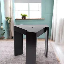 Ikiriya Black Wood Triangle Bedside Table-29