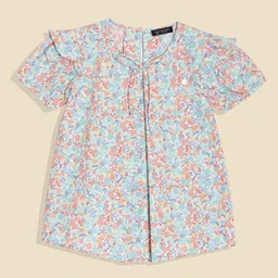 Allen Solly Junior Girls Floral Print Cotton Top-picture-1