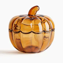 H&M Orange Pumpkin-Shaped Glass Jar-57