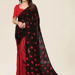 Moda Rapido Red Printed Poly Georgette Sarees-picture-6