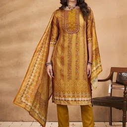 Anouk Women Floral Printed Regular Thread Work Kurta with Trousers Dupatta-19