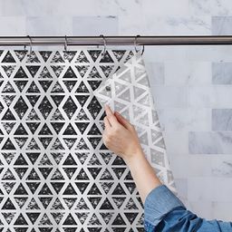 ArtzFolio White & Black Geometric Printed Waterproof Shower Curtain-image-78
