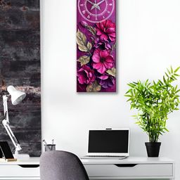 OLIVE TREE Pink & Grey Floral Printed Traditional Wooden Analogue Wall Clock-picture-21