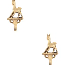 IndianShelf Gold-Toned 2 Pieces Brass Deer Charm Wall Hooks-11