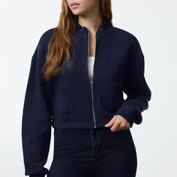 Trendyol Women Mock Collar Solid Casual Tailored Jacket-picture-44