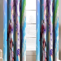 BELLA TRUE Blue & Green 2 Pieces Cartoon Characters Printed Long Door Curtains-image-45