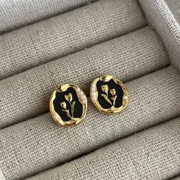 Krelin Gold-Plated Artificial Beaded Floral Shaped Studs-17