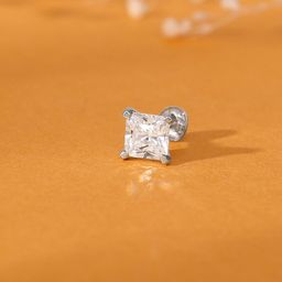 GIVA 925 Sterling Silver Rhodium-Plated Stone Studded Sparkle Square Stud Nosepin-image-93