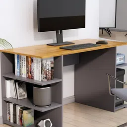 HEXA RED Grey Engineered Wood Study Table For Work From Home Students & Computer Table-38
