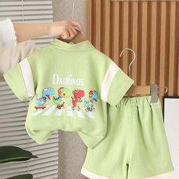 INCLUD Boys Graphic Printed Polo Collar T-Shirt With Shorts-57