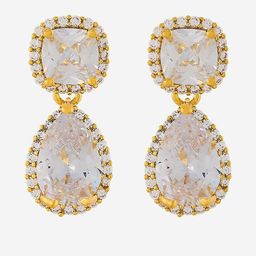 Kushal's Fashion Jewellery Gold-Plated Geometric Shaped Zircon Studded Drop Earrings-picture-47