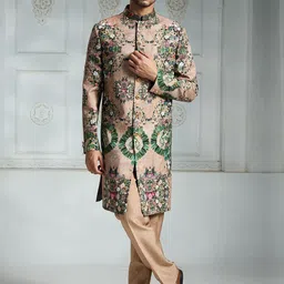 Rivaar By Rocky Star Floral Printed Sherwani Set-image-89