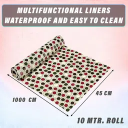 Kuber Industries Cream-Coloured & Red 3 Pieces Geometric Printed Shelf Liner Organisers image 3