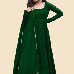 Solid Georgette Stitched Flared/A-line Gown-image-28