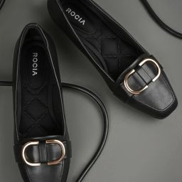 Rocia By Regal Black Women Square Toe Buckled Work Wear Pumps Slip On For Women-2