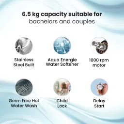 ifb 6.5 kg 5 Star 3D Wash Technology, Gentle Wash, In-built heater Fully Automatic Front Load with In-built Heater Silver image 2
