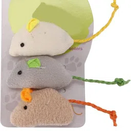 om zee Cat Toy Catnip Mice, Cat and Kitten Toy Mouse 3 Pcs Pack Cotton Soft Toy For Cat image 3