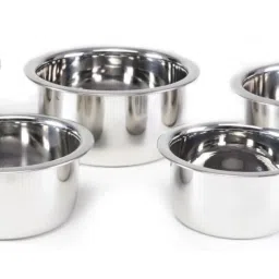 Pack of 5 Stainless Steel tope set with lid tapeli/patila/serving bowl/dinner cookware/pot pan cooking Dinner Set-image-6