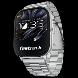 fastrack Radiant FX2 Smartwatch with Bluetooth Calling (52mm AMOLED Display, Silver Metal Strap)-1