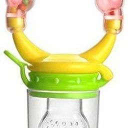 Baby's BPA-Free Silicone Nipple Food Nibbler for Fruit and Veggie with Rattle Handle Teether and Feeder Feeder-19