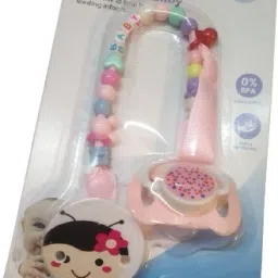 baby Cartoon Design Silicone Pacifier/Soother with Holder Chain and Clip - blue Teether-23