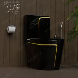 31010 Ceramic Zed Black commode with Yellow Line Finishing 31010 Western Commode-24