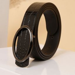 Women Black Genuine Leather Belt-image-4