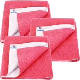 Baby Bed Protector – 70×100 cm (MEDIUM) - PACK OF 3 - ROSE PINK - Cotton, Fleece-image-98