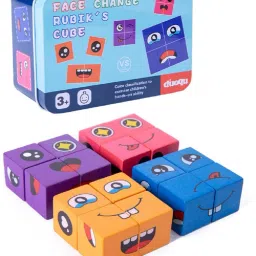 royco Wooden Emoji Cube face Changing Game for Kids Expressions Block Puzzle 3+ Years image 2