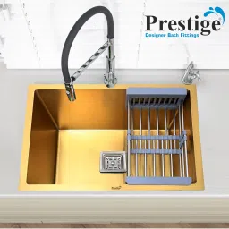 (24"X18"X10") Stainless steel 'Square Bowl' kitchen sink (Single Bowl) (Golden) Vessel Sink-image-94