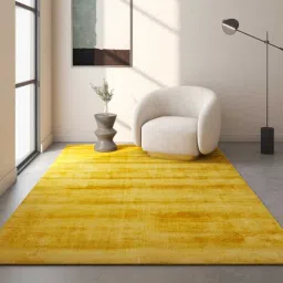 Yellow Solid Viscose 3 ft X 5 ft Flat Weaves Carpet by Jaipur Rugs-picture-26