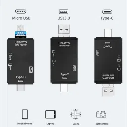 HRYFiNE 6 IN 1 OTG Reader,USB ,Portable Memory Card Reader for Computer & Android Phone Card Reader image 4