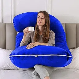 ultra soft j shaped pillow Microfibre, Polyester Fibre Solid Pregnancy Pillow Pack of 1-image-96