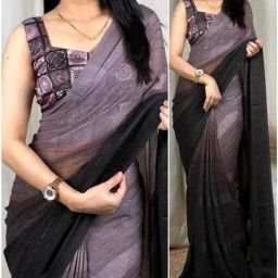 Solid/Plain, Dyed Bollywood Georgette, Art Silk Saree-image-35