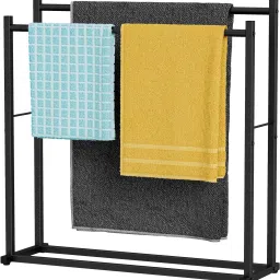 2 Tier Wider Towel Drying Rack Towel Rack Pool Towel Blanket Stand Display Black Black Towel Holder-image-29