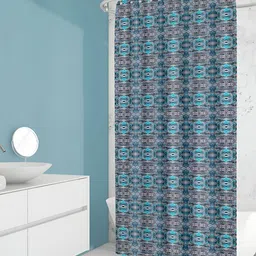 ArtzFolio Grey & Blue Printed Waterproof Shower Curtain-image-61
