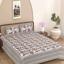 VANI E Blue & White Printed Pure Cotton 180TC King Bedsheet Set- 2.28 m x 4.57 m-8