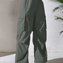 DIGITAL SHOPEE Women High-Rise CottonCargos Trousers-image-2
