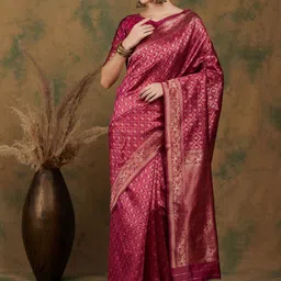DIVASTRI Woven Design Zari Designer Banarasi Saree-image-80