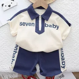 YK Self-Designed Shirt-Collar T-Shirt With Shorts Clothing Set-21